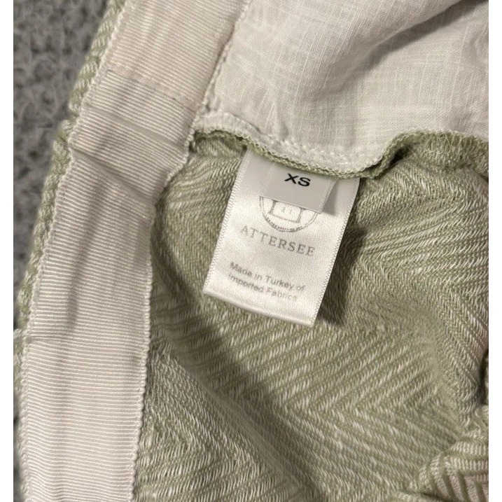 Attersee Green White Obstract Linen / Cotton Blend Shorts Size Xs — image 4 of 6